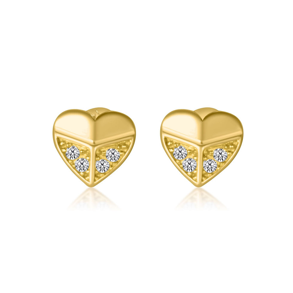 14K YELLOW GOLD HEARTS STUD EARRINGS