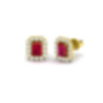 .53 CT NATURAL RUBY AND DIAMOND HALO EARRINGS 14K YELLOW GOLD