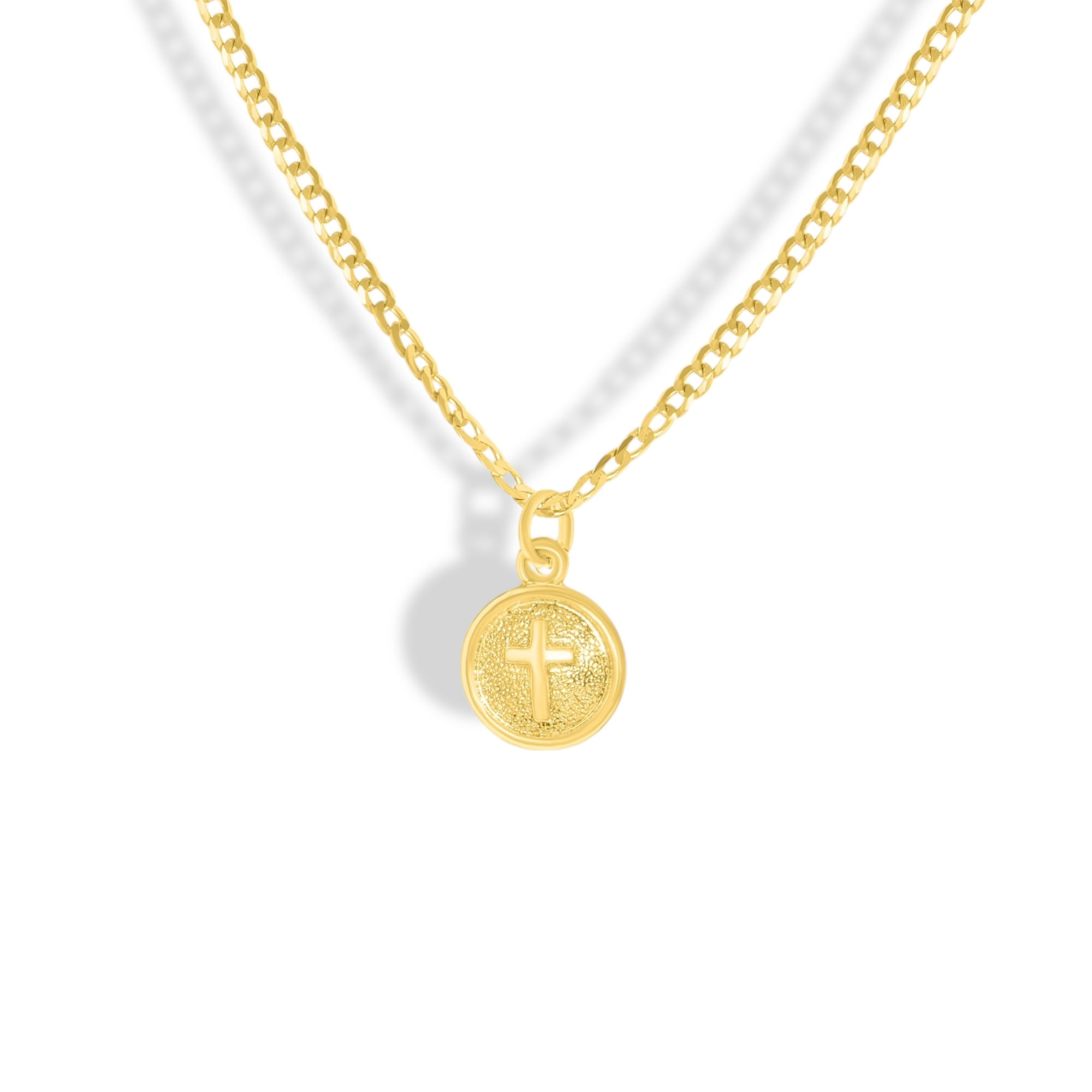14K YELLOW GOLD CROSS PENDANT NECKLACE