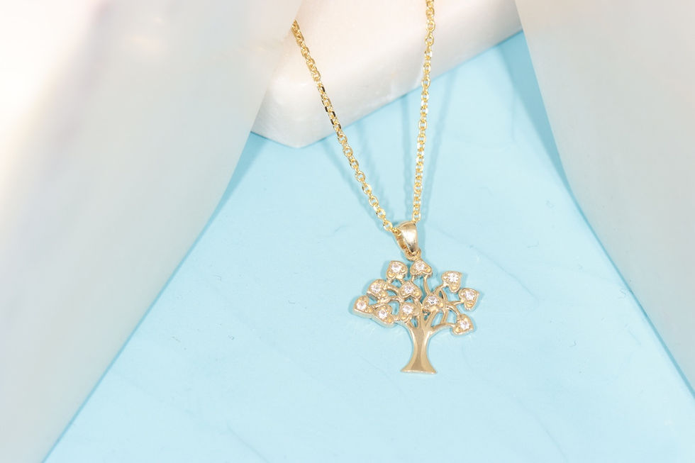 Thumbnail: 14K Yellow Gold Cut-Out Tree of Life Pendant Necklace