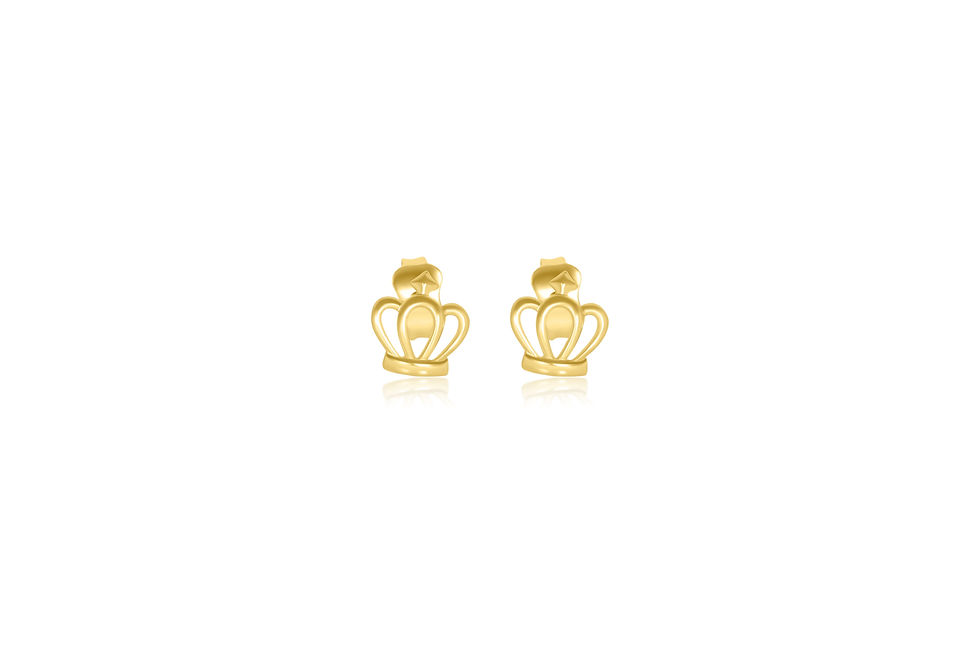 14K YELLOW GOLD CROWN STUD EARRINGS