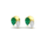 .35 CT NATURAL PEAR EMERALD AND DIAMOND STUD EARRINGS 14K YELLOW GOLD