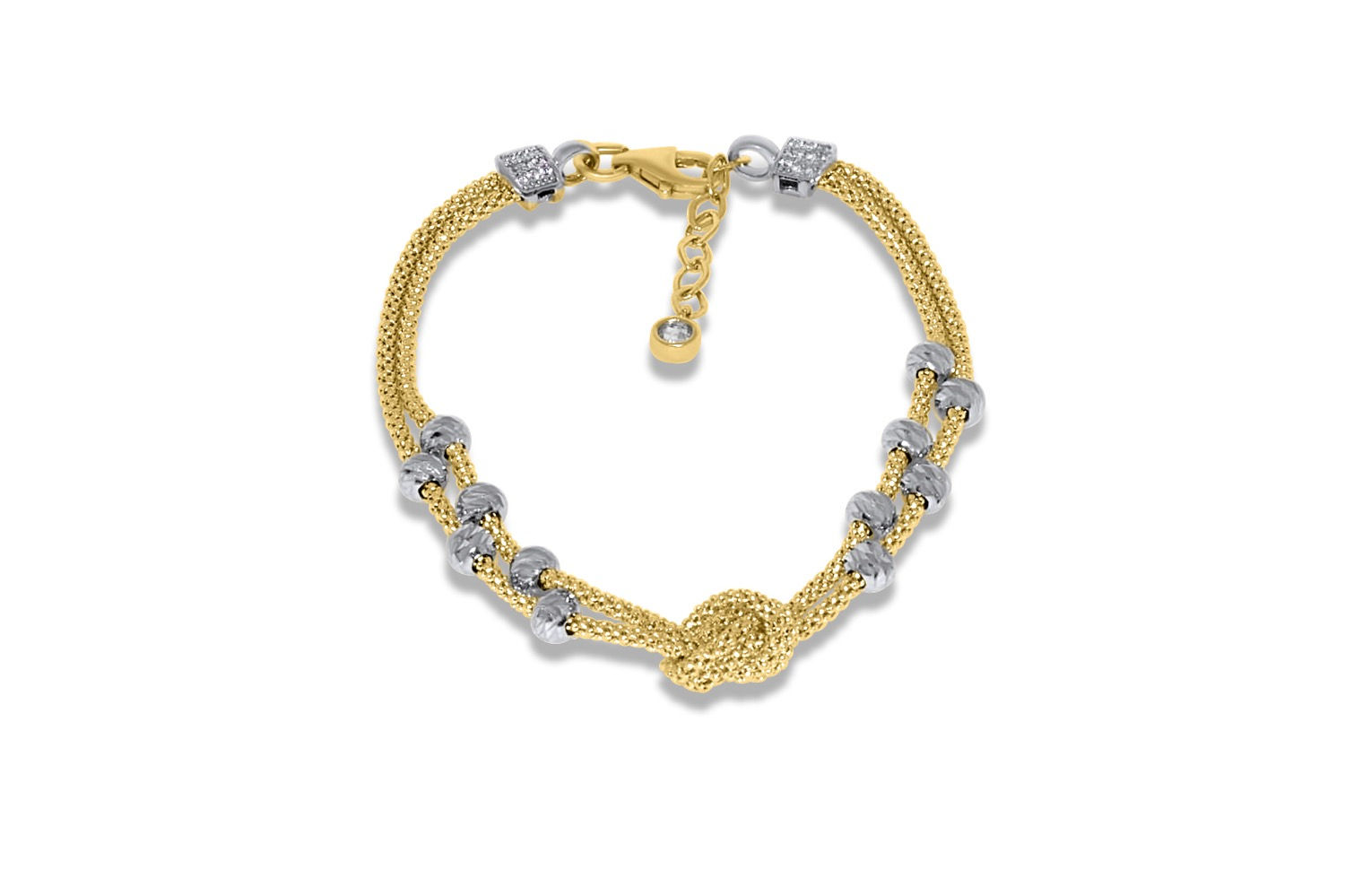 14K TWO TONE GOLD TWO STRAND BEAD BRACELET