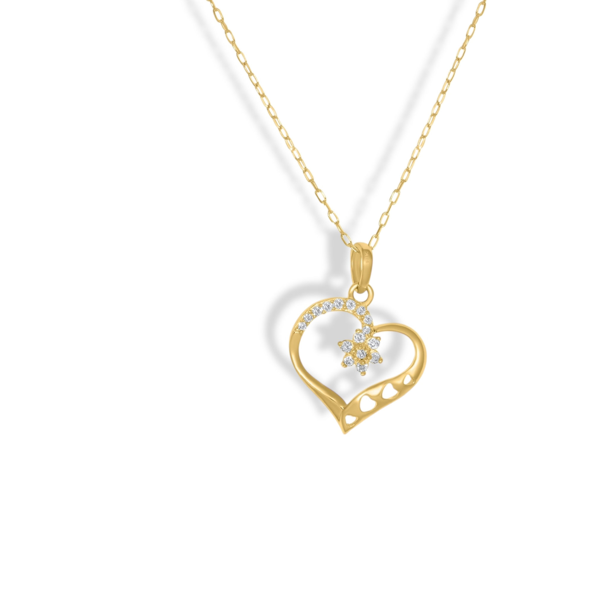18K YELLOW GOLD HEART PENDANT NECKLACE
