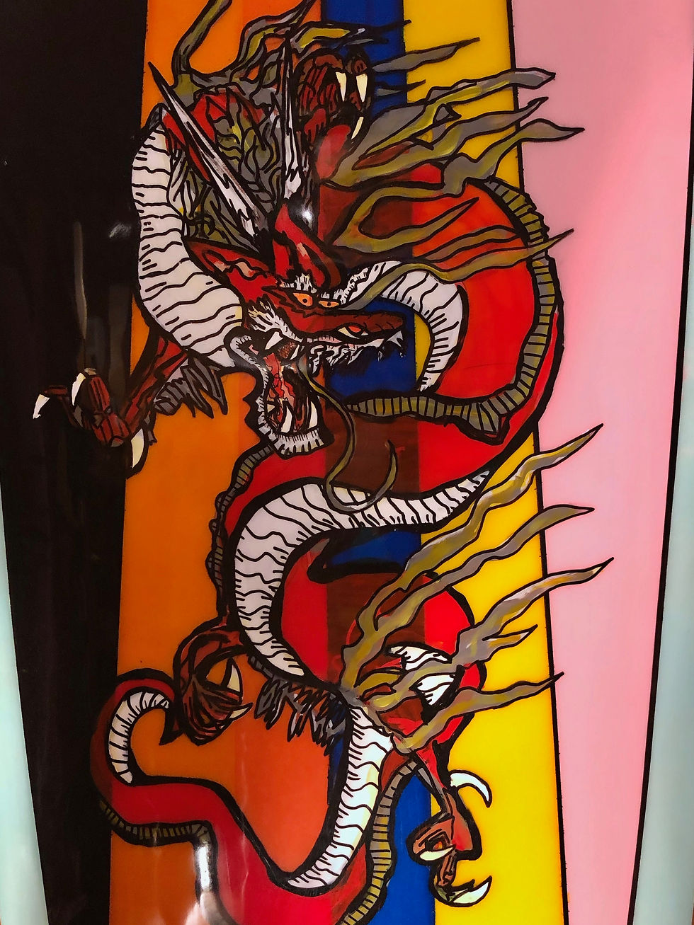 Thumbnail: MYC Surfboards 9'6" Diamond Tail Noserider Dragon
