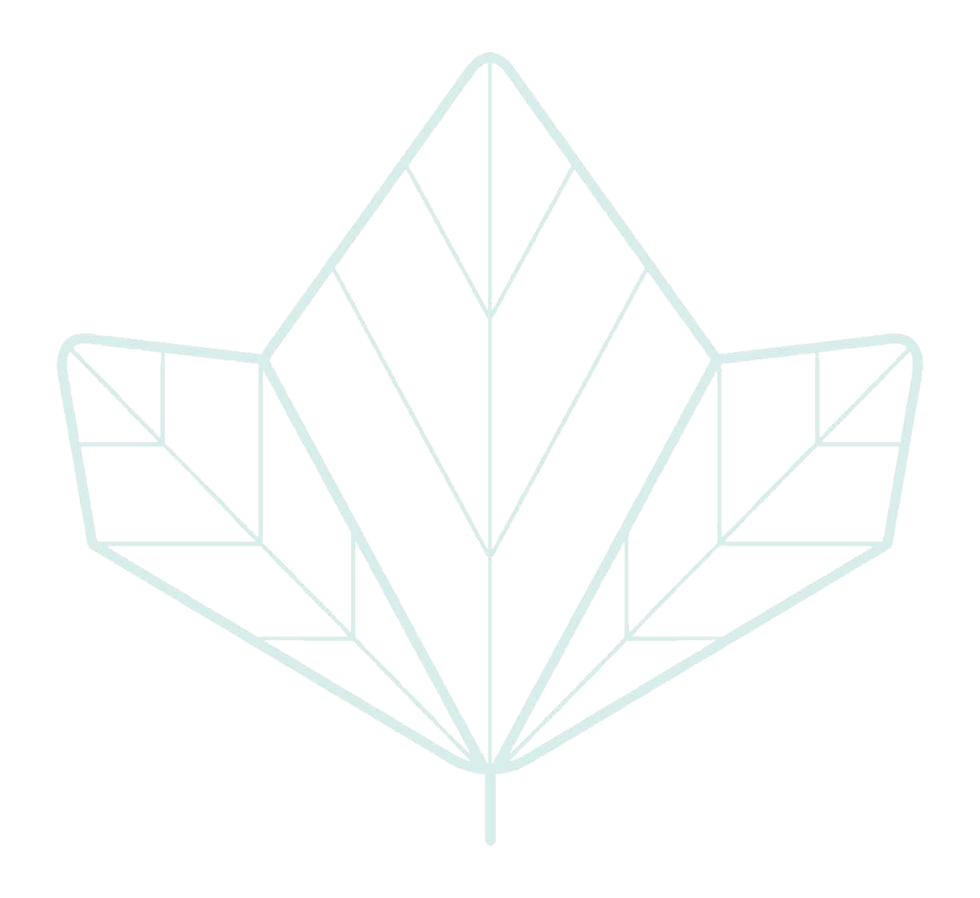 Geometric leaf design with bold lines on a black background, resembling a minimalist, artistic pattern. No text or colors other than white lines.
