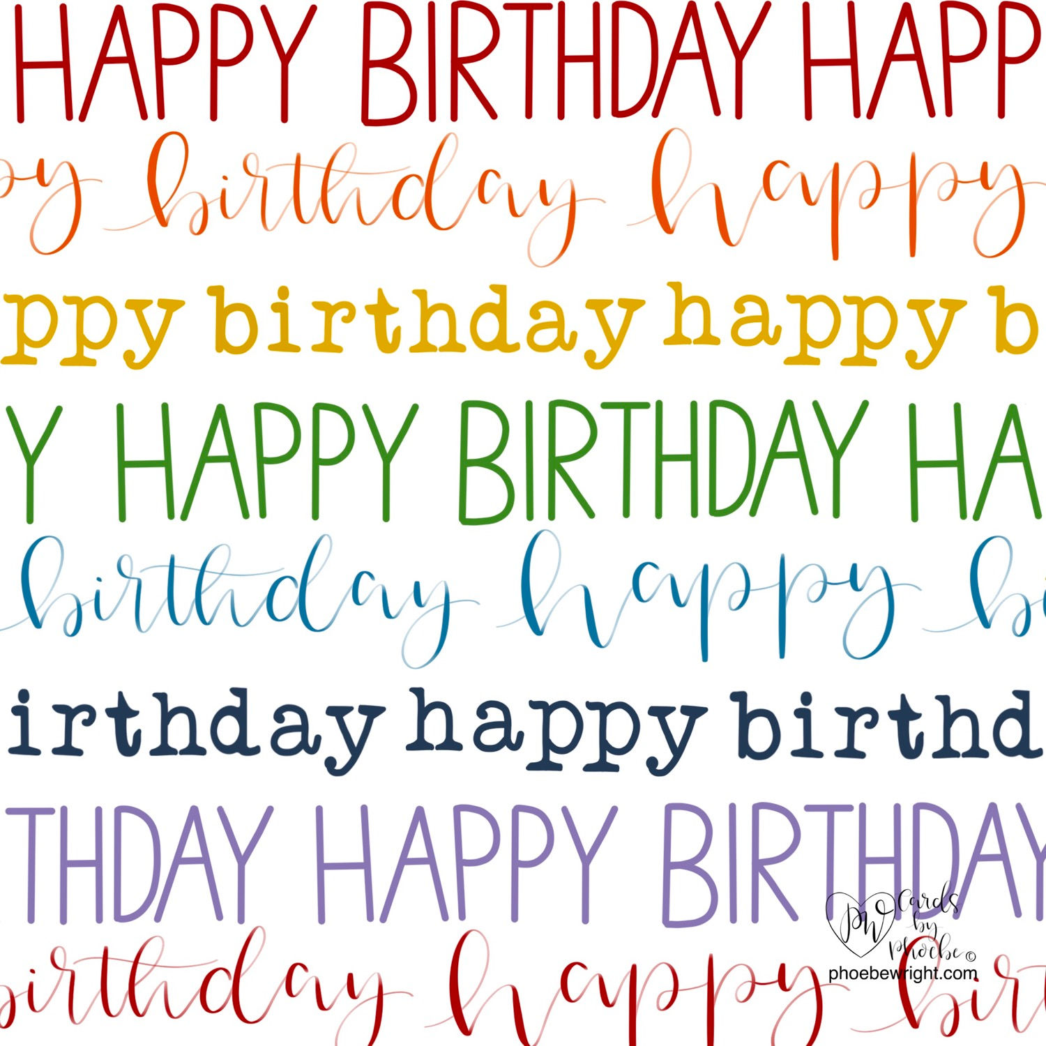 Birthday Colour Fonts, Colour Bloom