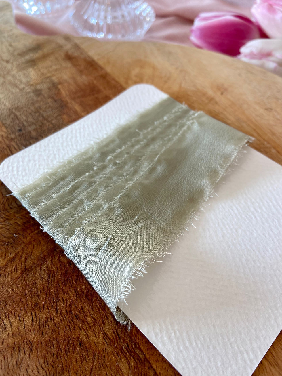 Thumbnail: Deckled Edge Calligraphy Place Cards with Silk Ribbon