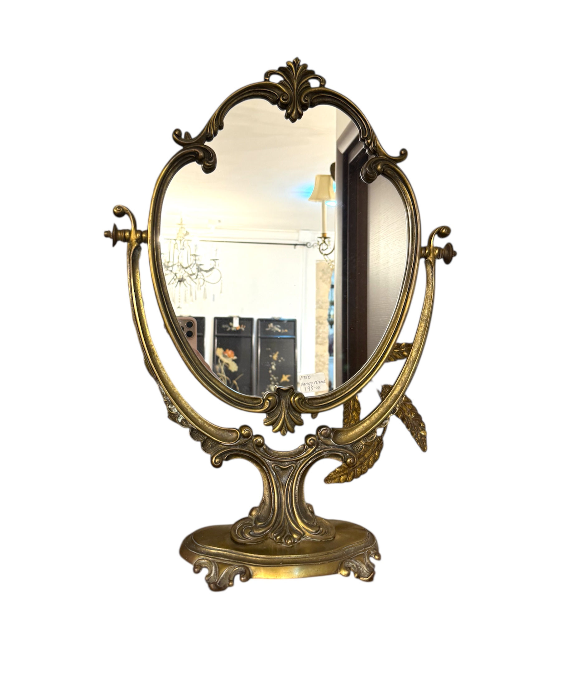 Beautiful vintage brass tabletop vanity mirror