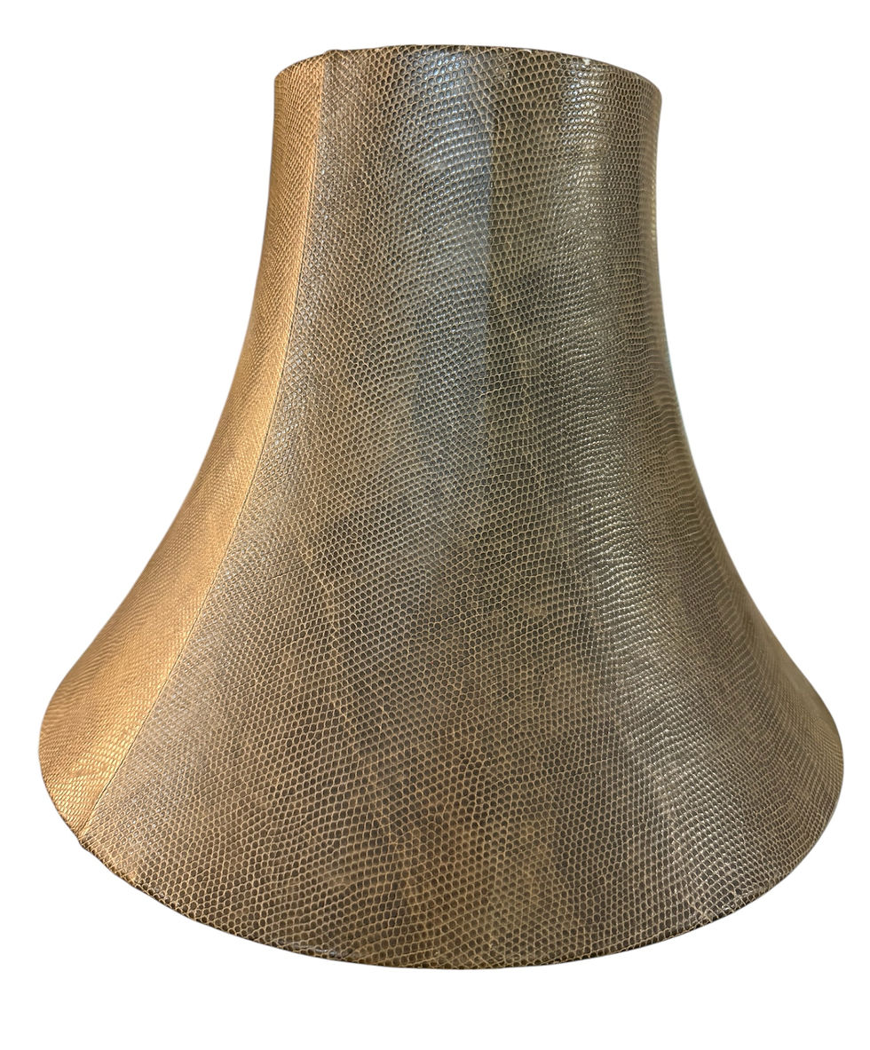Thumbnail: Ornate Brass Table Lamp with Faux Snake Skin Shade
