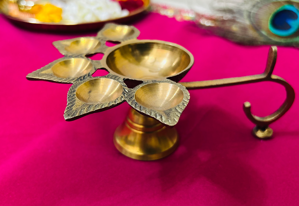 Thumbnail: Brass Panchmukhi Aarti Diya with Handle