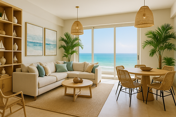 Diseño de departamento de playa Velamar Novo Muebles