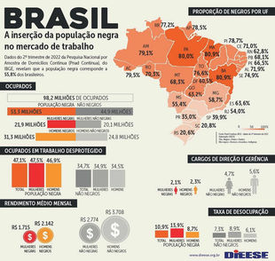 A persistente desigualdade entre negros e não negros no mercado de trabalho.
