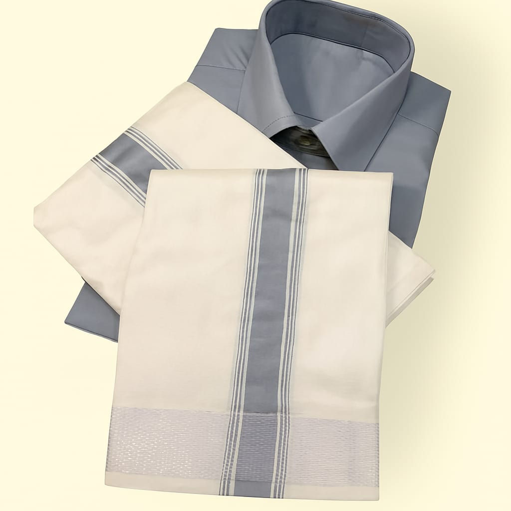 Grey Artsilk Dhoti Set