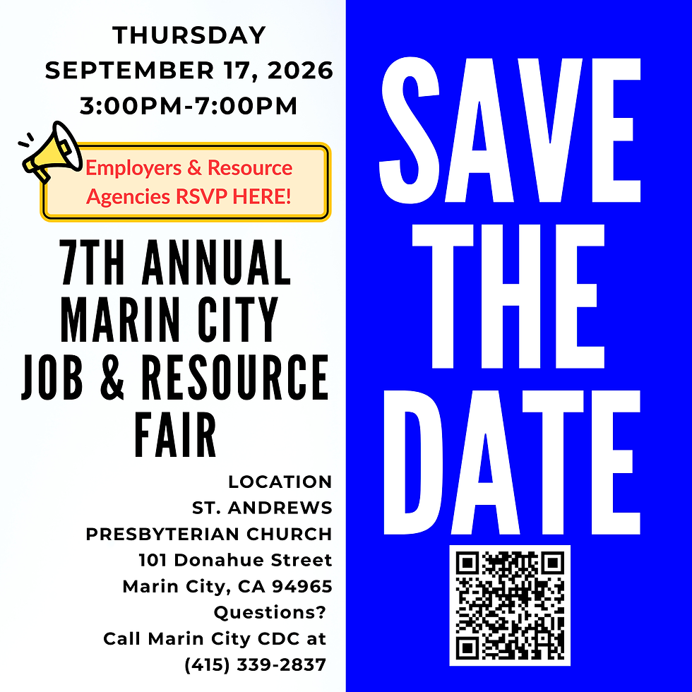 7th Annual Marin City Job and Resource Fair: HIRING Employer or RESOURCE Agency