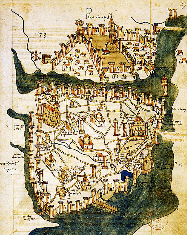 Map of Constantinople (1422) by Florentine cartographer Cristoforo Buondelmonte