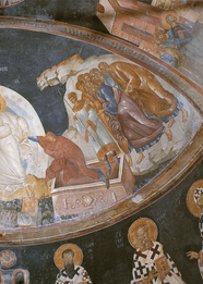 Fresco of the Resurrection (Anastasis) showing Christ raising Adam and Eve, Kariye Mosque.
