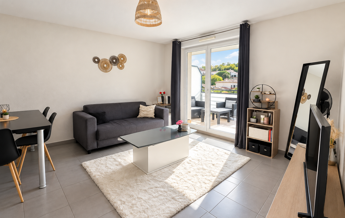 À proximité immédiate des transports et des commerces, venez découvrir cet agréable appartement T2 de 41,52 m², situé à Ramonville-Saint-Agne (31520), au sein d’une résidence récente et sécurisée de 2010.
Situé au 2ᵉ étage avec ascenseur, cet appartement bénéficie d’une exposition Sud et d’une belle luminosité naturelle. Son agencement fonctionnel et son balcon avec vue dégagée sur la cour intérieure en font un bien agréable à vivre.
Il se compose d’une entrée avec rangements, d’une cuisine équipée ouverte sur un séjour lumineux, prolongé par un balcon offrant une vue dégagée, d’une grande chambre avec placard intégré ainsi que d’une salle d’eau spacieuse avec WC.
Un bien idéal pour un investissement locatif, vendu loué avec un loyer mensuel de 650 € charges comprises.