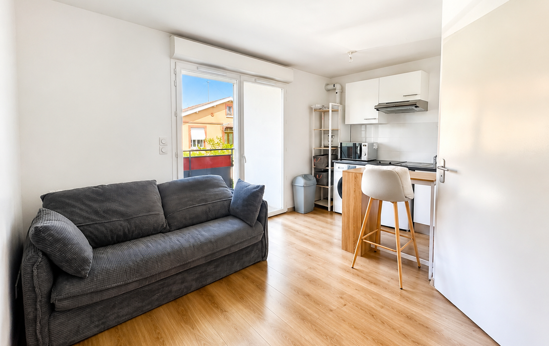 piece de vie séjour Studio de 20,75m² avec balcon, Toulouse Minimes (31200) - A louer
