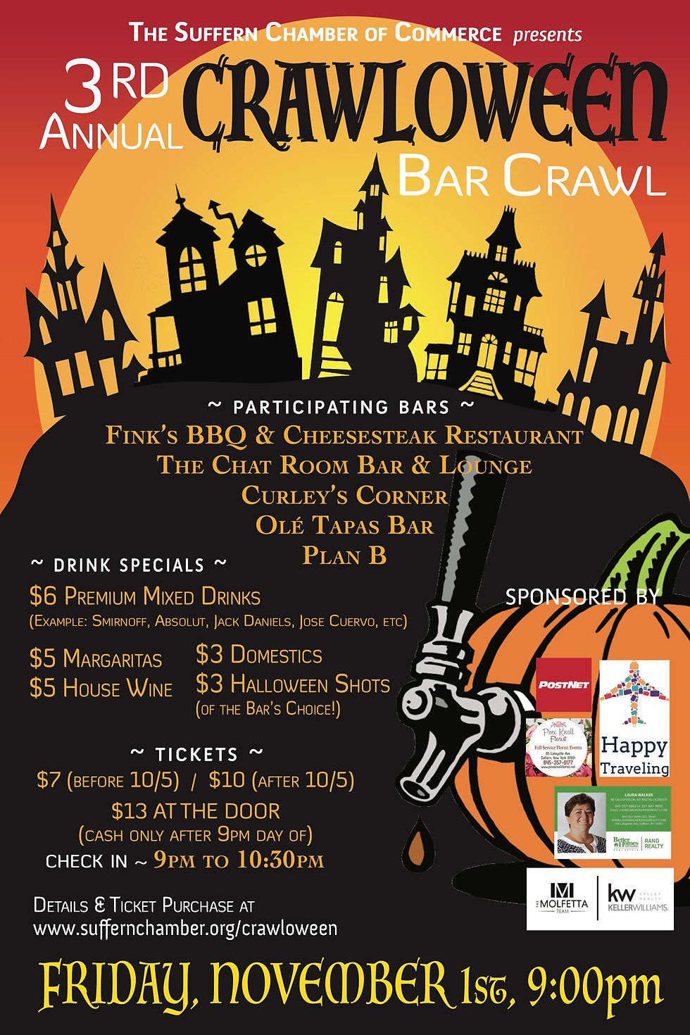 Suffern Chamber's Crawloween Bar Crawl 2019!