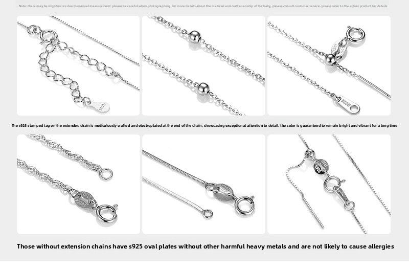 Thumbnail: S925 Sterling Silver Necklace for Women Without Pendant Plain Chain Single Chain
