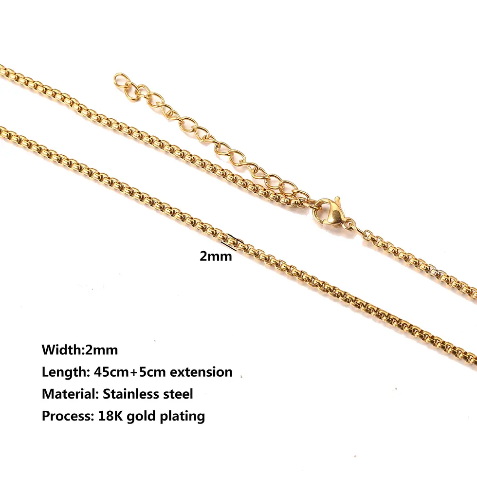 Thumbnail: 5pcs Stainless Steel Bead Chain Cuba Cross O Ripple Chain Necklace Plated Gold 4