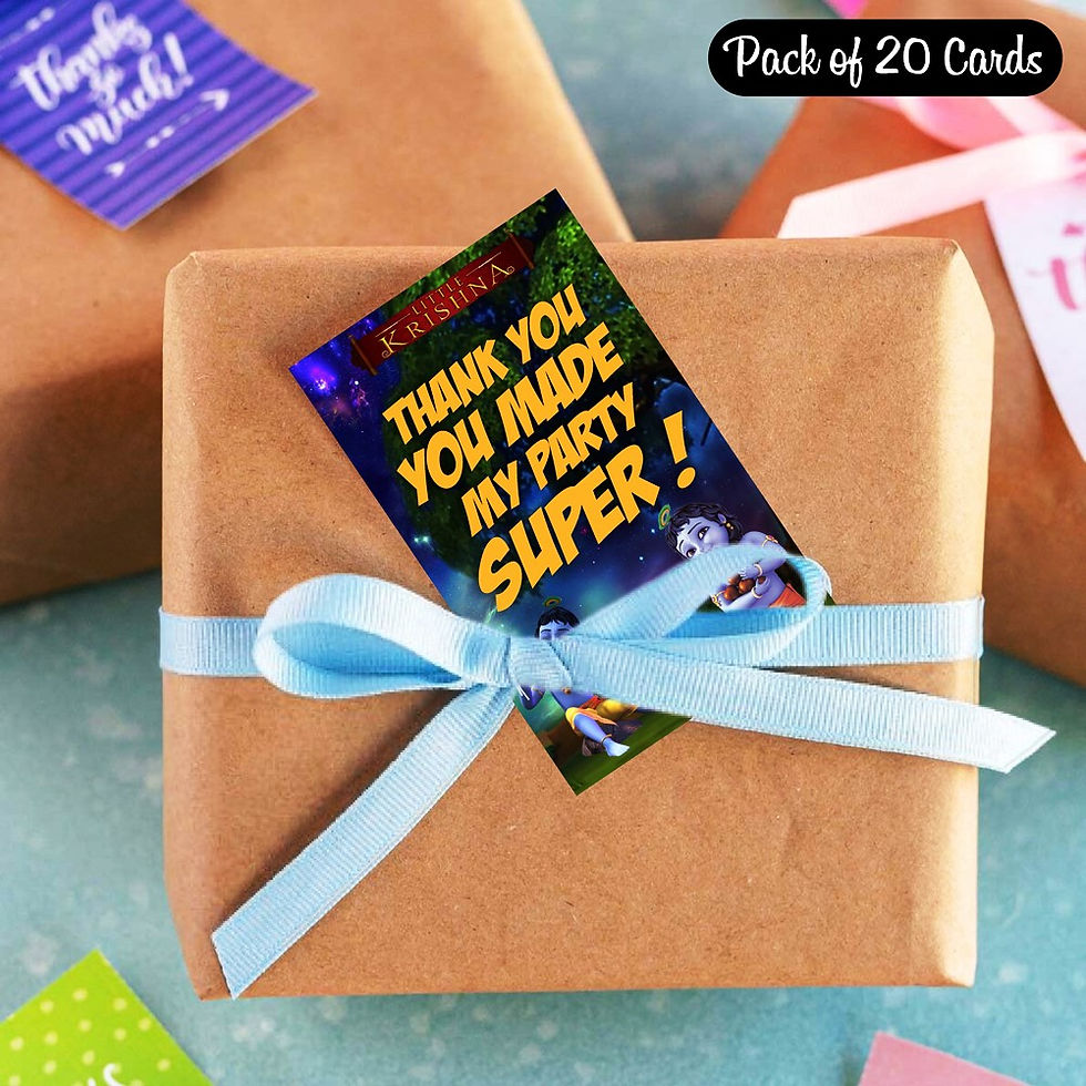 Thumbnail: Krishna Theme Thank You Tags for Return Gifts - Pack of 20