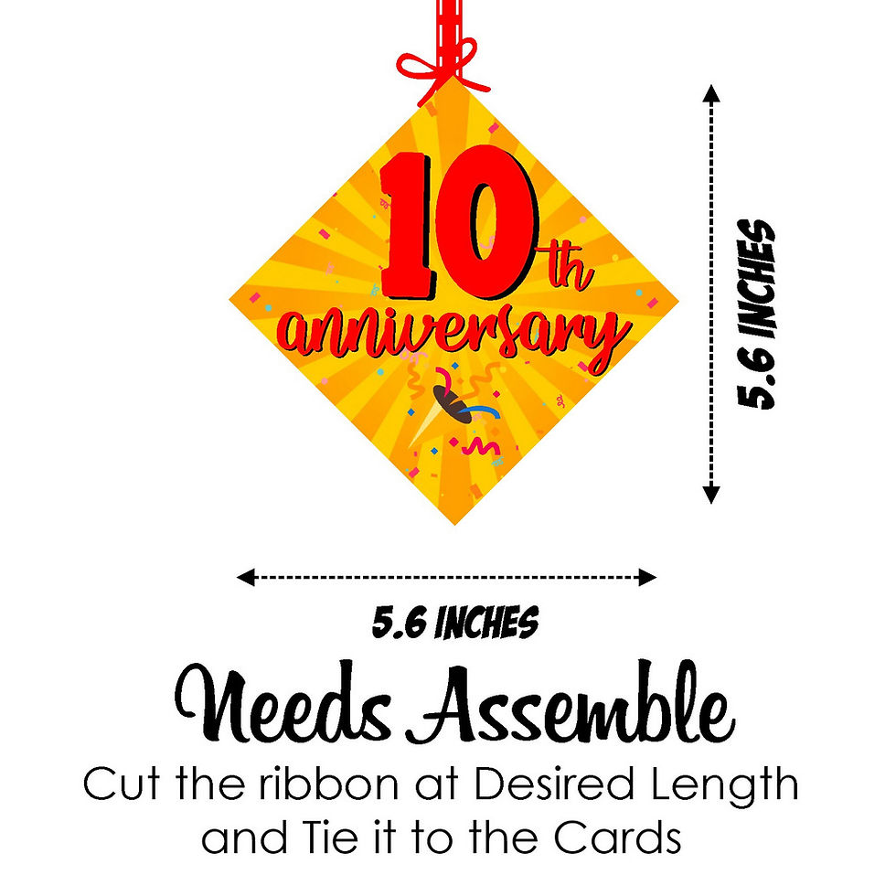 Thumbnail: 10th Anniversary Ceiling Hangings Anniversary Cutout for Party - Pack of 12