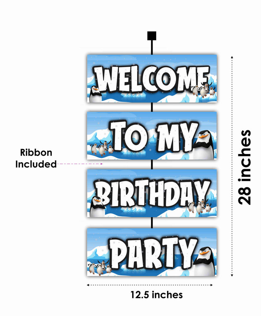 Thumbnail: Penguin Welcome to My Birthday Party Board for Party Entrance 2.3 Feet