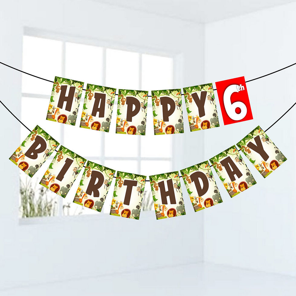 Thumbnail: Jungle Animals Number Birthday Banner for Birthday Background and Celebration