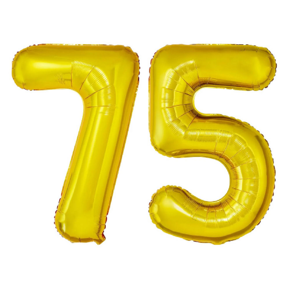 Number 75 Gold Foil Balloon - 16 Inches