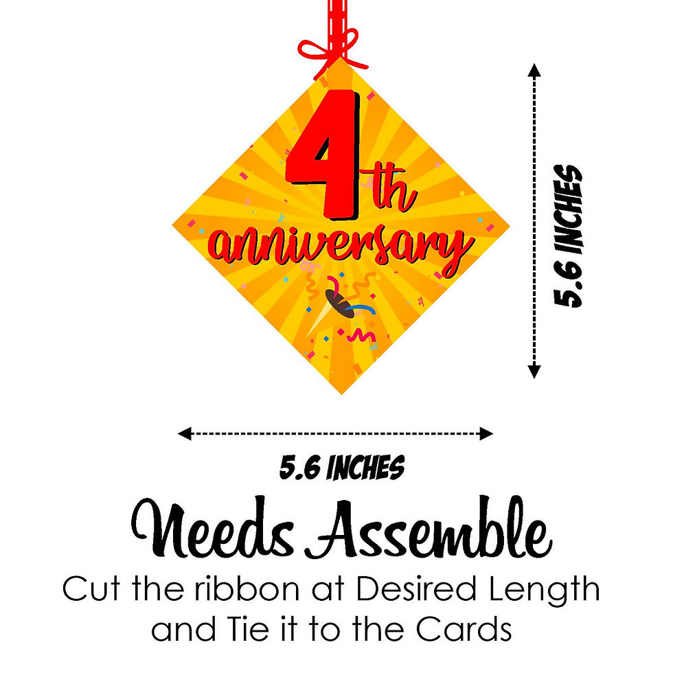 Thumbnail: 4th Anniversary Ceiling Hangings Anniversary Cutout for Party - Pack of 12