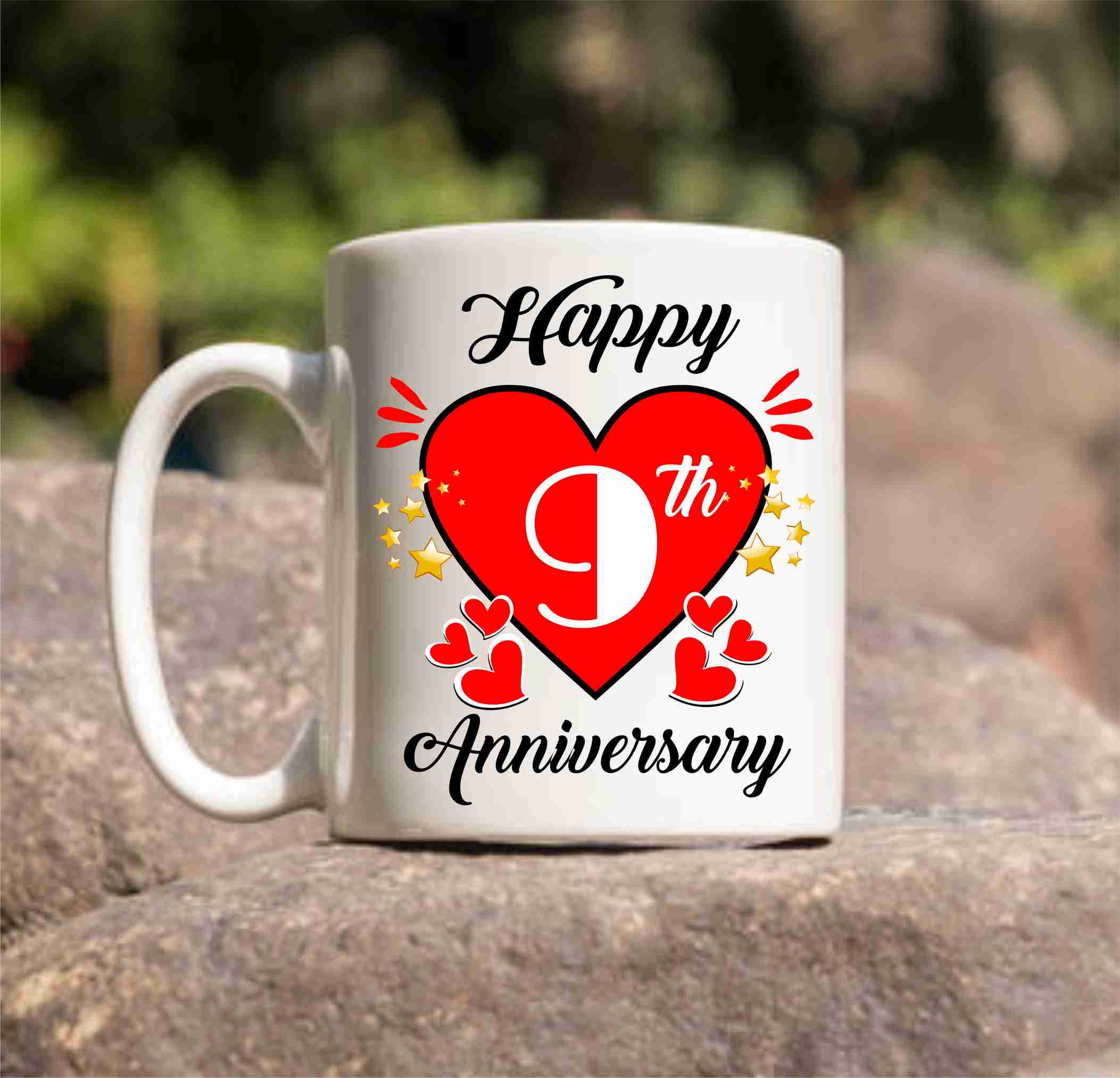 9th Anniversary Printed Ceramic Mug (350 ml)