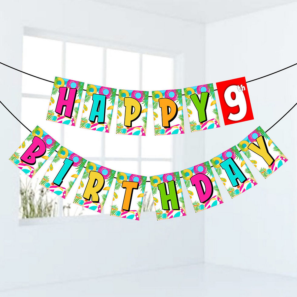 Thumbnail: Beach Party Number Birthday Banner for Birthday Background and Celebration