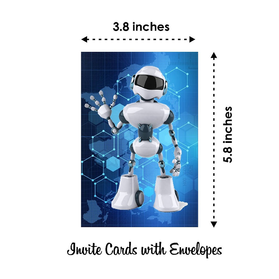 Thumbnail: Robot Theme Invitation Cards - Pack of 10 with Envelopes