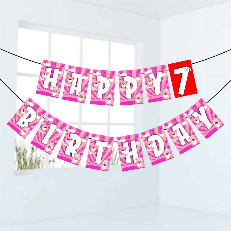 Thumbnail: Pink Teddybear Number Birthday Banner for Birthday Background and Celebration