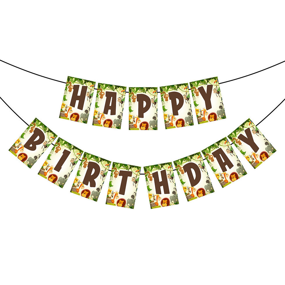 Thumbnail: Jungle Theme Happy Birthday Banner Bunting