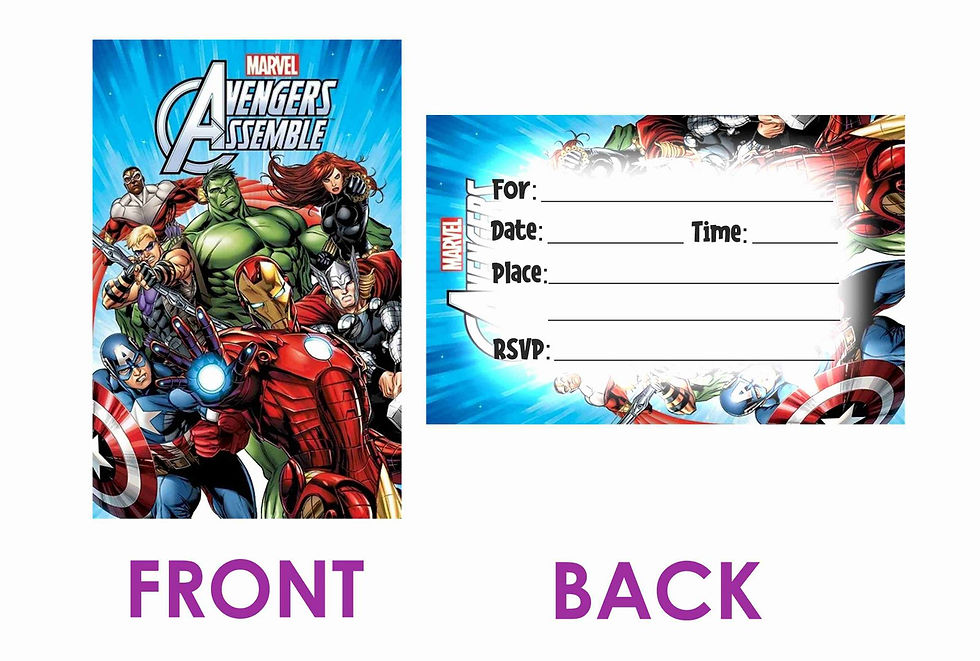 Thumbnail: Avengers Theme Invitation Cards - Pack of 10 with Envelopes