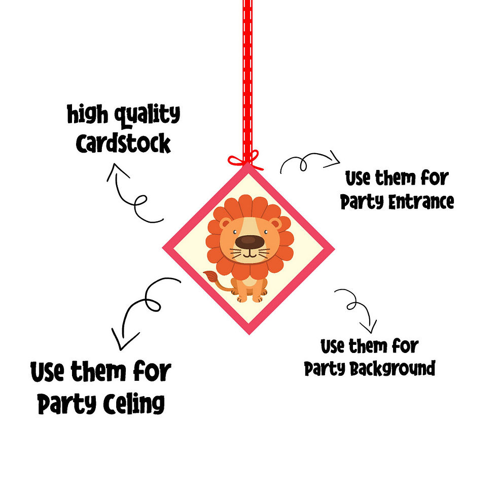 Thumbnail: Jungle Theme Ceiling Hangings Birthday Cutout for Party - Pack of 12