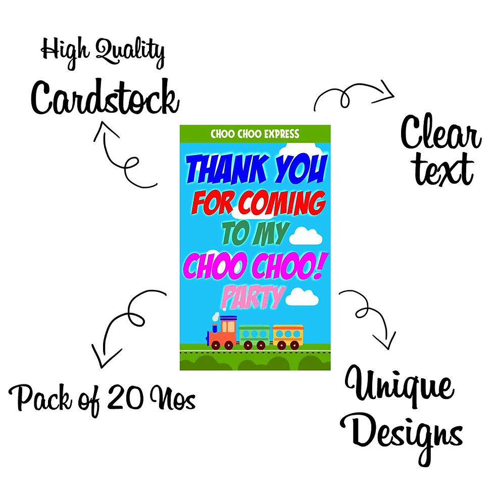 Thumbnail: Train Theme Thank You Tags for Return Gifts - Pack of 20
