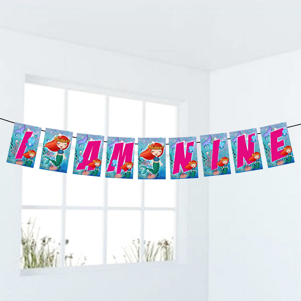 Thumbnail: Mermaid Age Birthday Banner for Birthday Background and Celebration