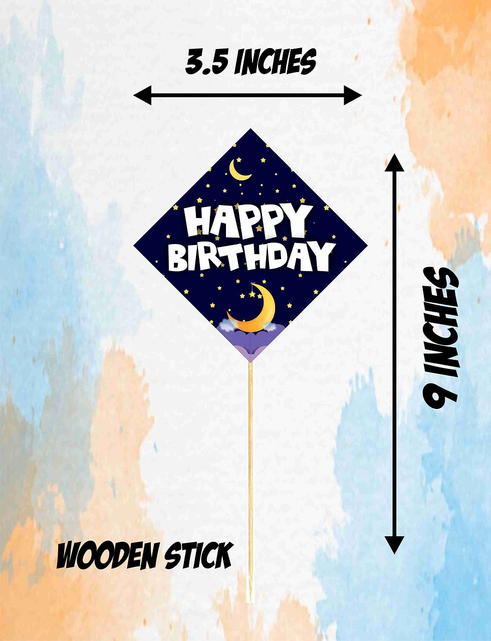 Thumbnail: Moon & Stars Theme Cake Topper For Birthday Celebrations - Pack of 10