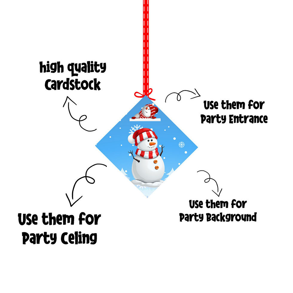 Thumbnail: Snowman Theme Ceiling Hangings Birthday Cutout for Party - Pack of 12