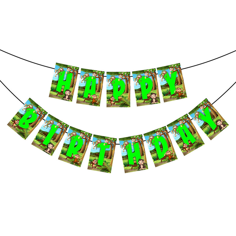 Thumbnail: Monkey Happy Birthday Banner Bunting
