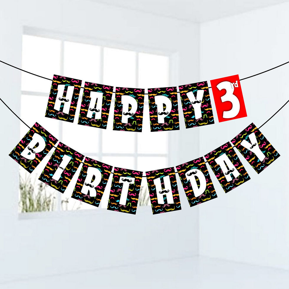 Thumbnail: Moustache Number Birthday Banner for Birthday Background and Celebration