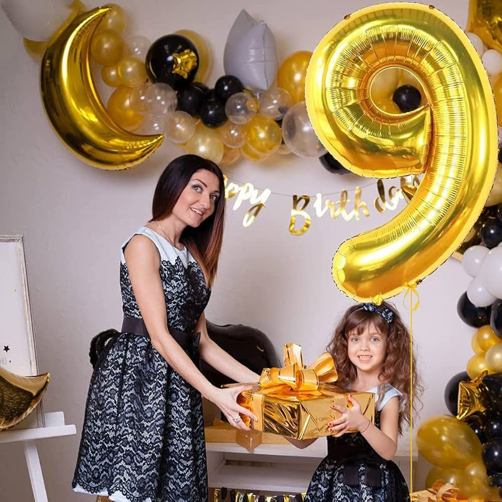 Number 9 Gold Foil Balloon - 40 Inches
