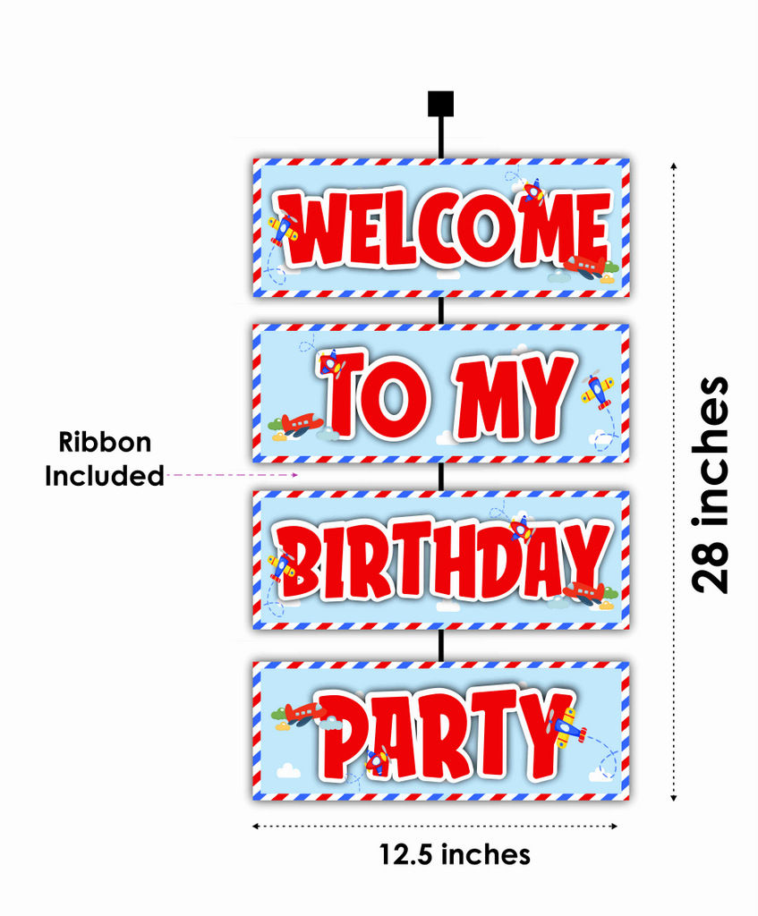 Thumbnail: Aeroplane Welcome to My Birthday Party Board for Party Entrance 2.3 Feet