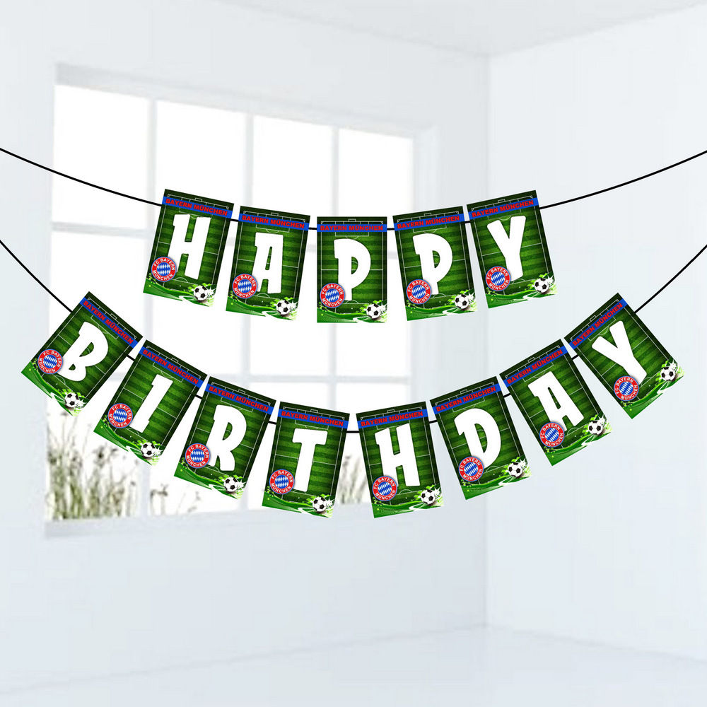 Bayern Munich Football Theme Happy Birthday Banner Bunting