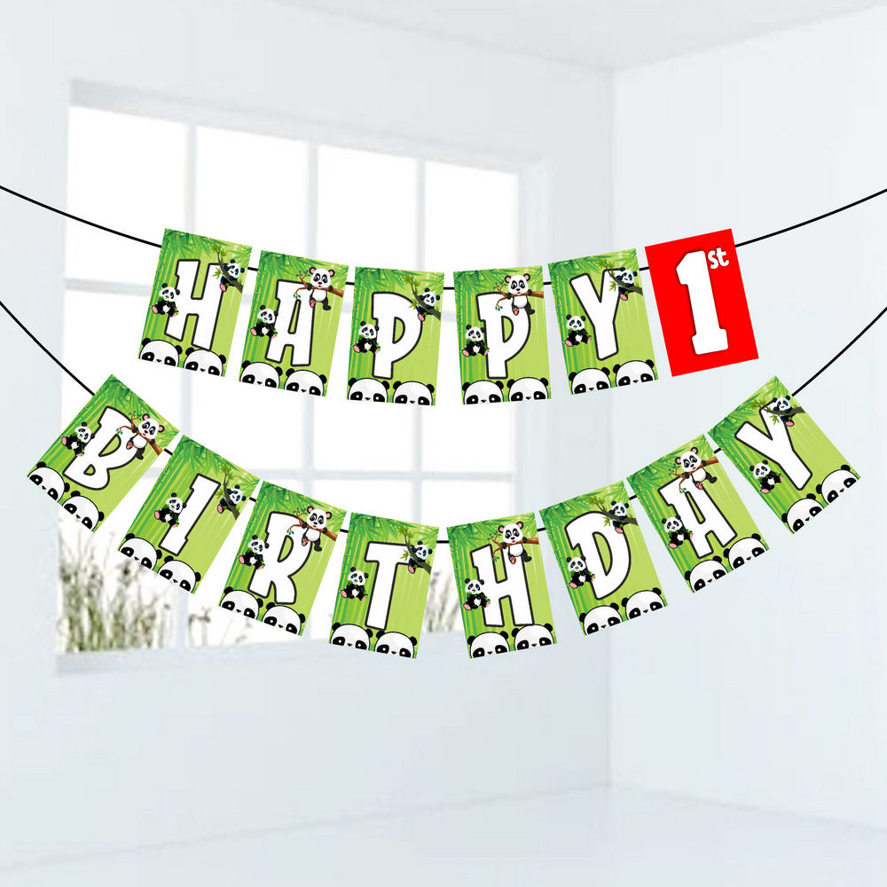 Panda Number Birthday Banner for Birthday Background and Celebration