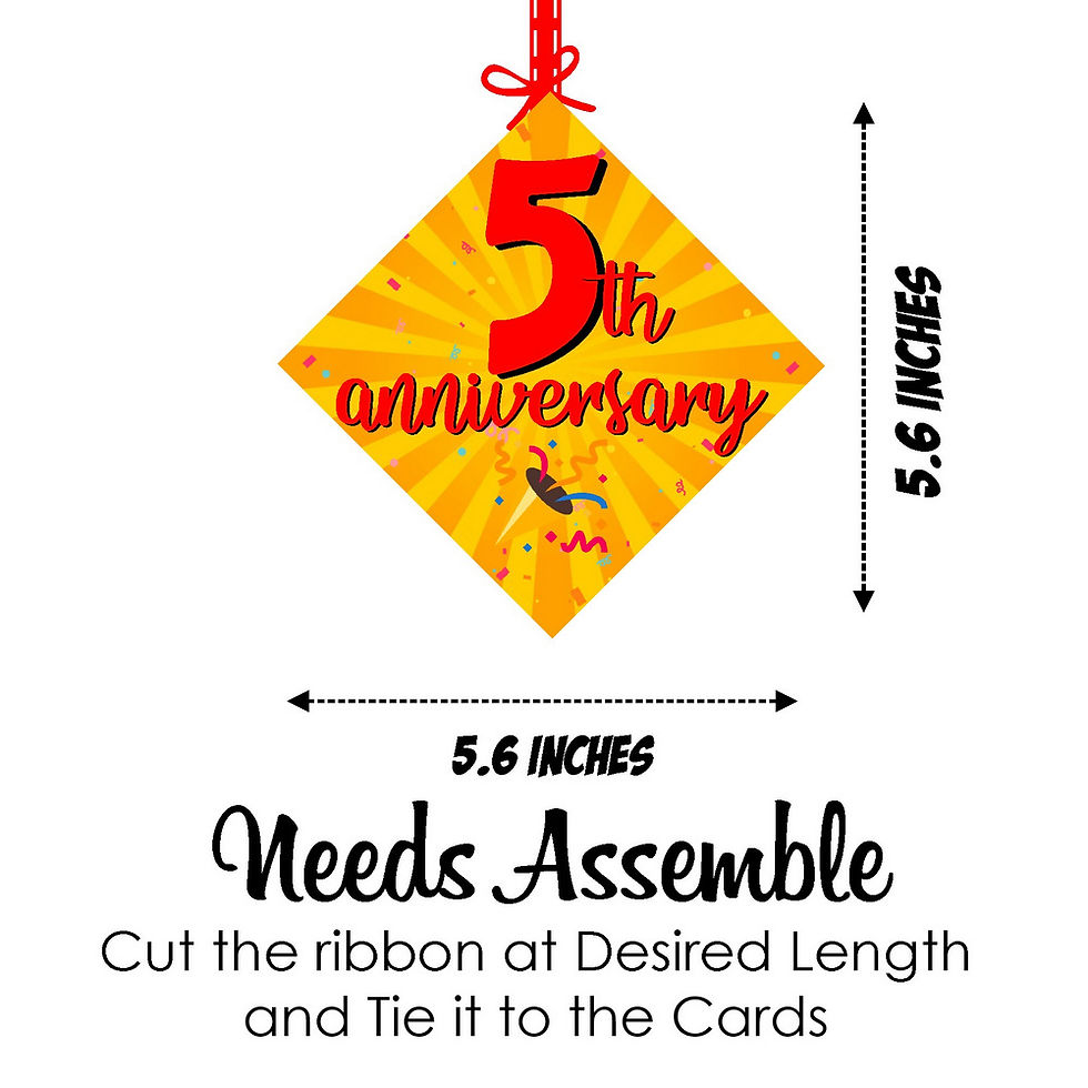 Thumbnail: 5th Anniversary Ceiling Hangings Anniversary Cutout for Party - Pack of 12